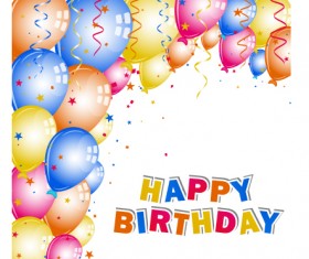 Balloons with confetti happy birthday cards vector 03
