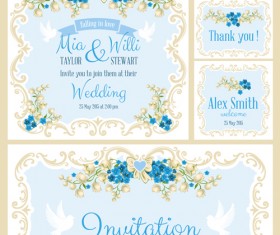 Beautiful flower wedding cards vecors 01