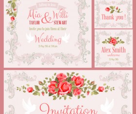 Beautiful flower wedding cards vecors 02