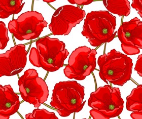 Beautiful poppy seamless pattern set vector 01