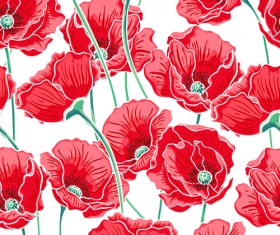 Beautiful poppy seamless pattern set vector 03
