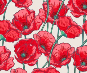 Beautiful poppy seamless pattern set vector 04