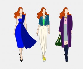 Beautiful with fashion models vector material 02