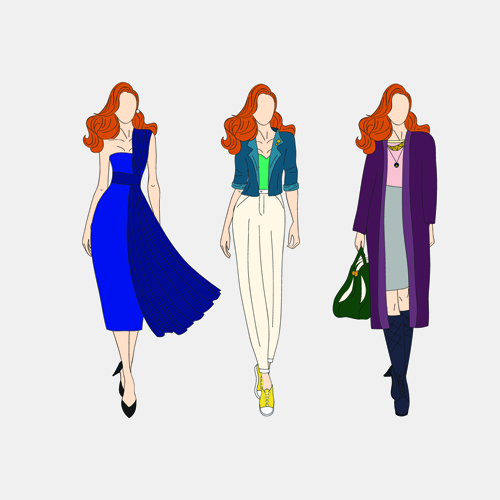 Beautiful with fashion models vector material 02