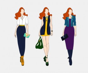 Beautiful with fashion models vector material 03