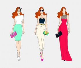 Beautiful with fashion models vector material 04
