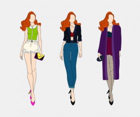 Beautiful with fashion models vector material 06
