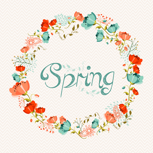 Beautiful wreath spring vector background