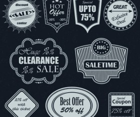 Black big sale badges with labels vector