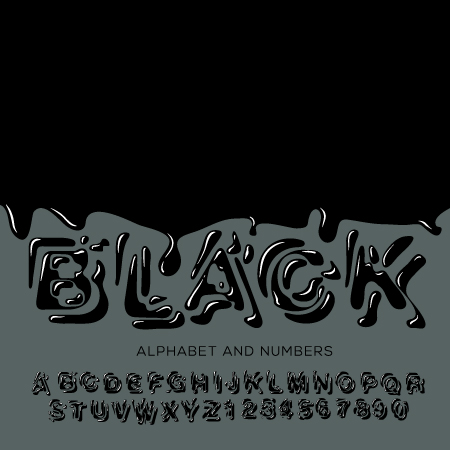 Black paint alphabet and numbers vector