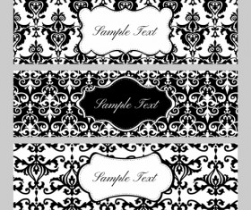 Black pattern floral banner vector set 01