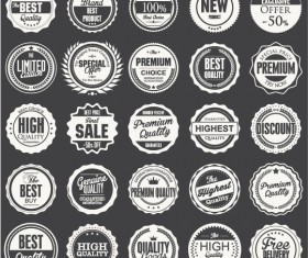 Black with white premium quality labels vector 01
