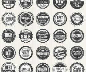 Black with white premium quality labels vector 02