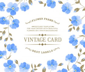 Blue flower with vintage card vector