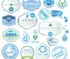 Blue style water labels vector