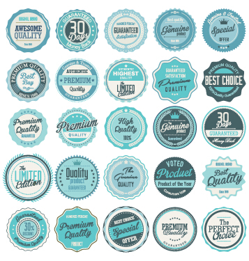 Blue vintage labels circular vector