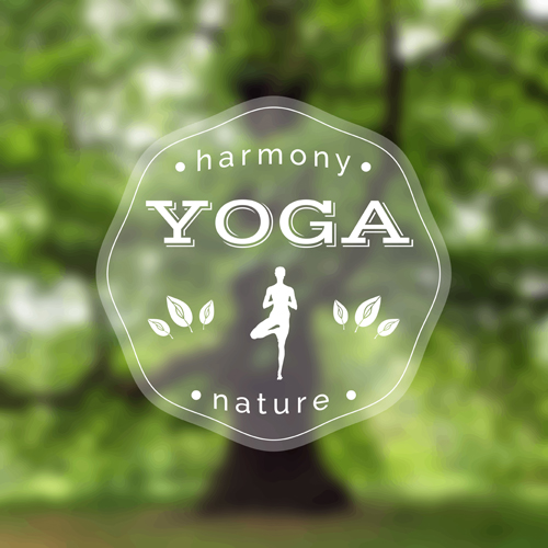 Blurred yoga creative background vectors set 02