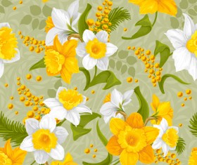 Bright flowers design vector seamless pattern 02