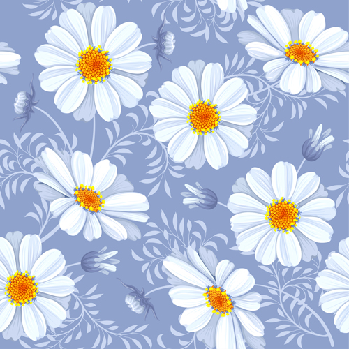 Bright flowers design vector seamless pattern 03