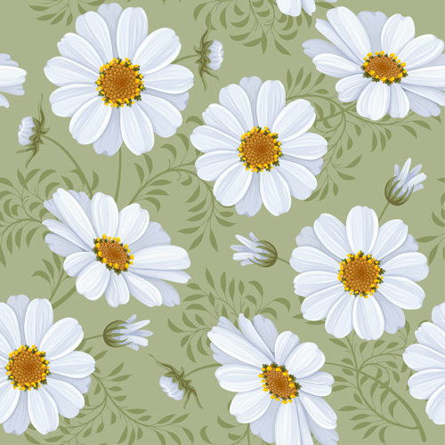 Bright flowers design vector seamless pattern 04