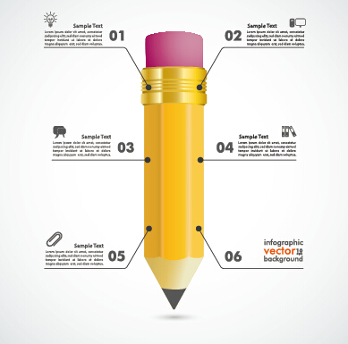 Business Infographics with pencil vector 02
