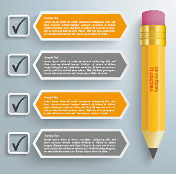 Business Infographics with pencil vector 04