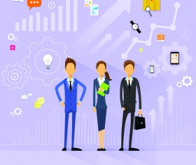 Business man with infographics vectors