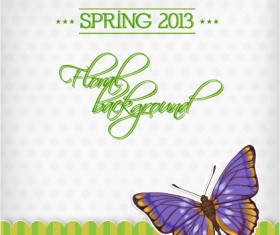 Butterflies and spring background vector 01