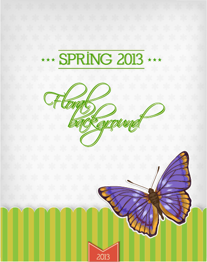 Butterflies and spring background vector 01