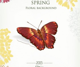 Butterflies and spring background vector 03