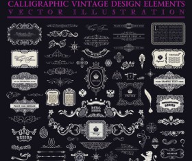 Calligraphic decor vintage elements vector 05