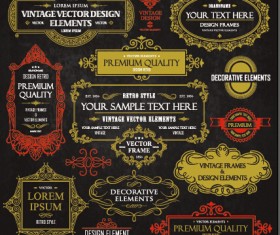 Calligraphic frames with decor elements vintage styles vector 01