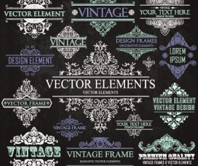 Calligraphic frames with decor elements vintage styles vector 02