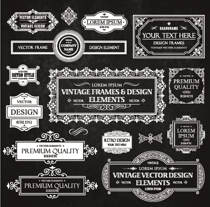 Calligraphic frames with decor elements vintage styles vector 03