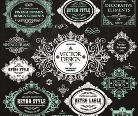 Calligraphic frames with decor elements vintage styles vector 04