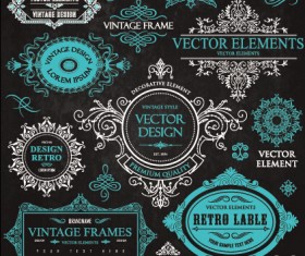 Calligraphic frames with decor elements vintage styles vector 05