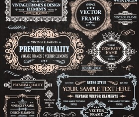 Calligraphic frames with decor elements vintage styles vector 06