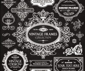 Calligraphic frames with decor elements vintage styles vector 07