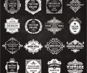 Calligraphic frames with decor elements vintage styles vector 08