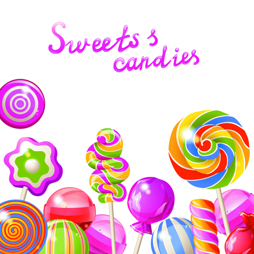 Candy with sweet shop background vector 01