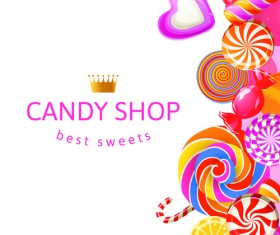 Candy with sweet shop background vector 02