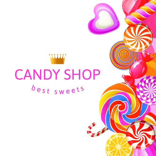 Candy with sweet shop background vector 02