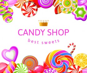 Candy with sweet shop background vector 03