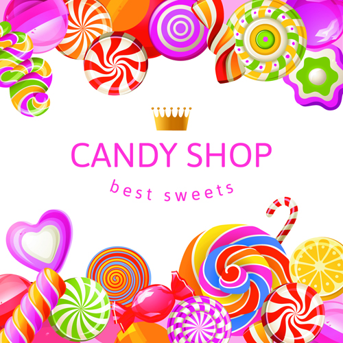 Candy with sweet shop background vector 03