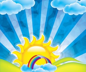 Cartoon spring background bright vector 01