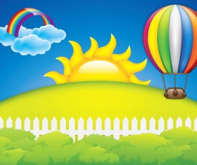 Cartoon spring background bright vector 03