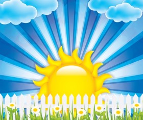 Cartoon spring background bright vector 04