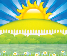 Cartoon spring background bright vector 05