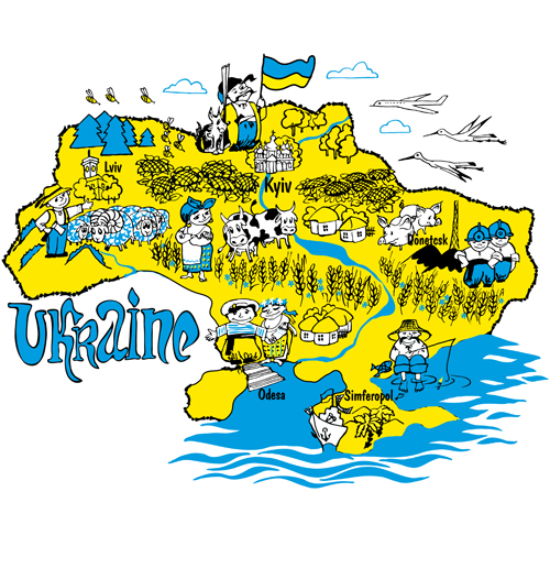 Cartoon ukraine style hand drawn background 01