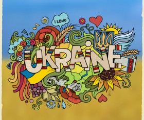 Cartoon ukraine style hand drawn background 02